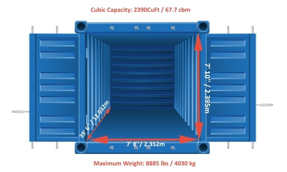 Container 40 feet chứa được bao nhiêu tấn